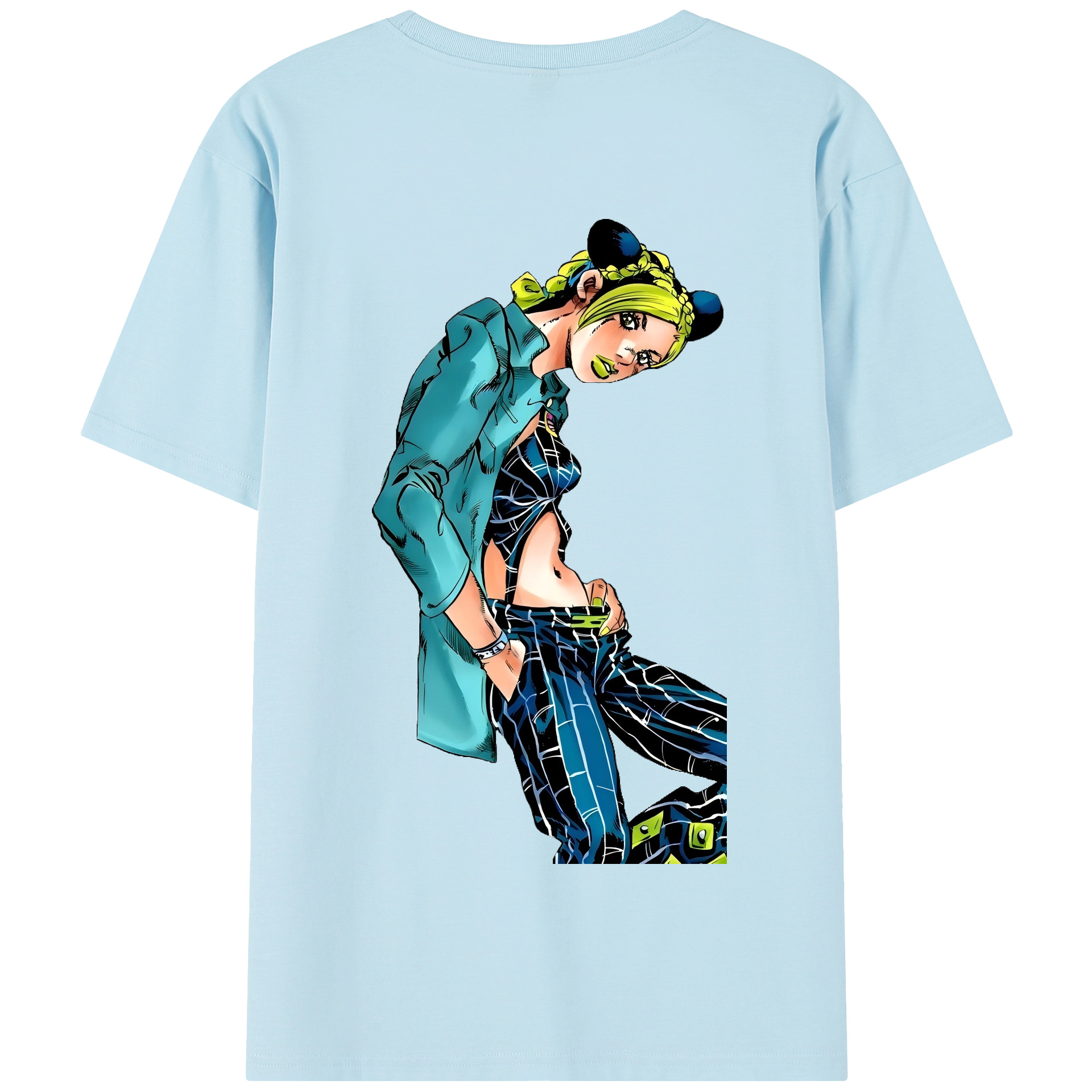 （画像用） "ジョジョの奇妙な冒険 くうじょう ジョリーン JoJo's Bizarre Adventure Jolyne Cujoh " 綿100％半袖Tシャツ（背面プリント）